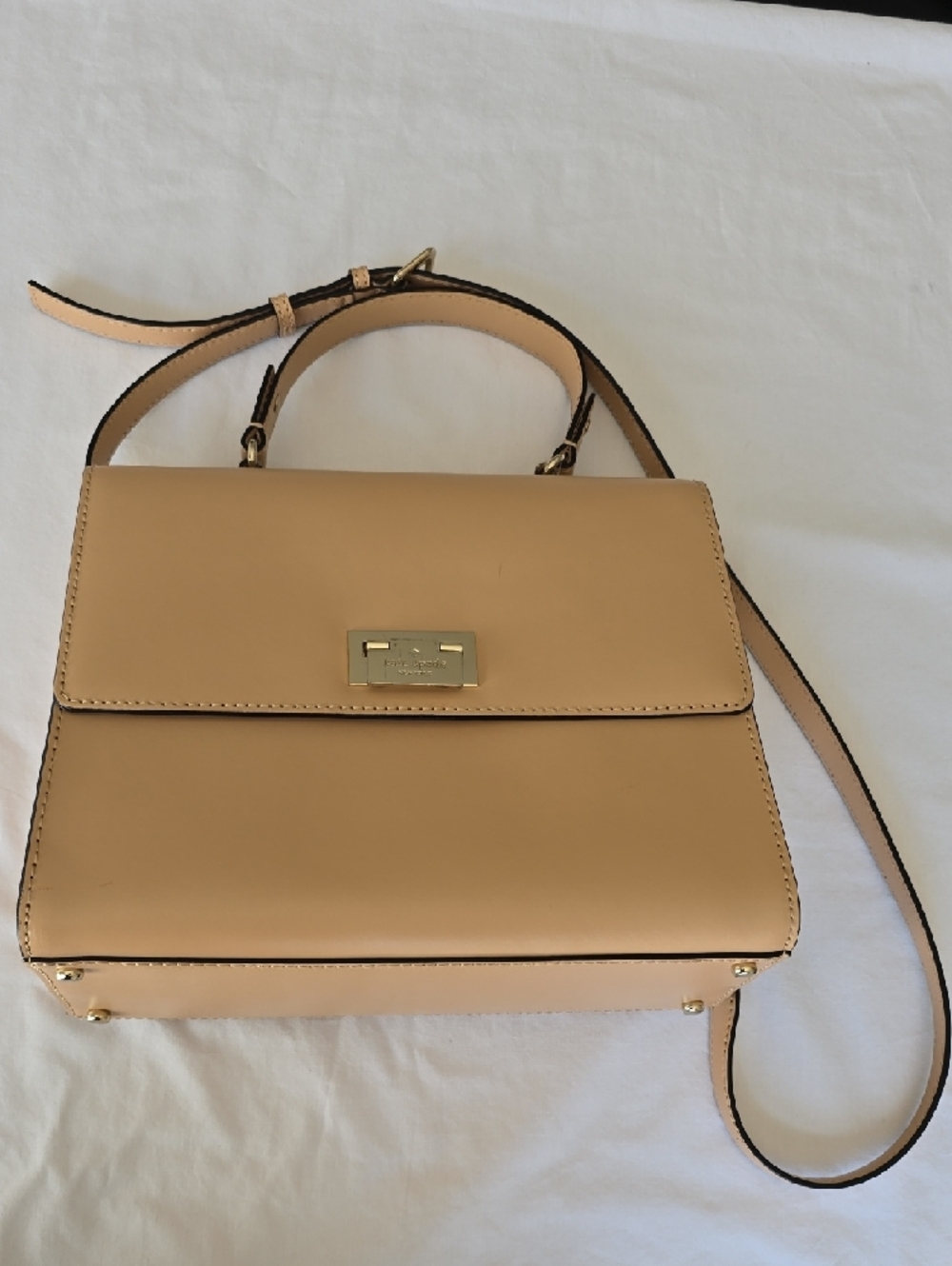 kate spade Beige Leather Structured Satchel with Gold Hardware - Picture 2 of 13